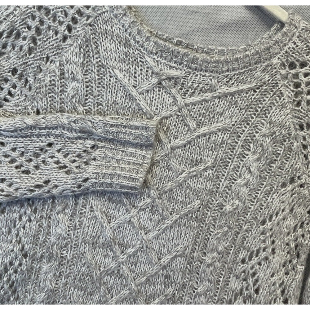 United States Sweaters Women Chunky‎ Cable Knit Sweater M Gray Pullover
